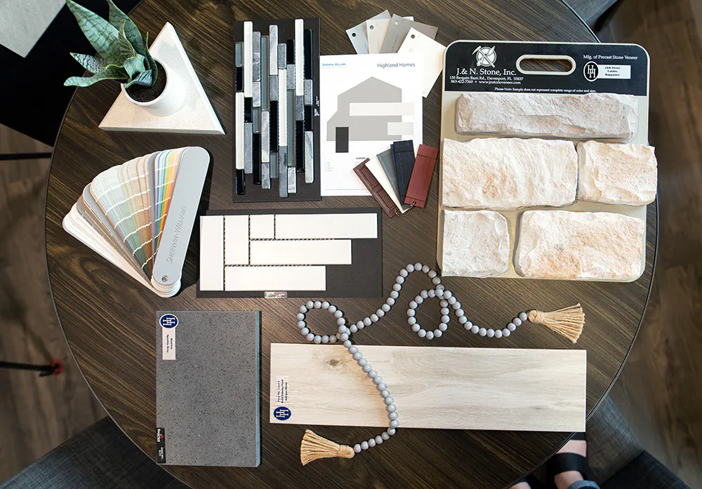 Designer reviewing selected design options